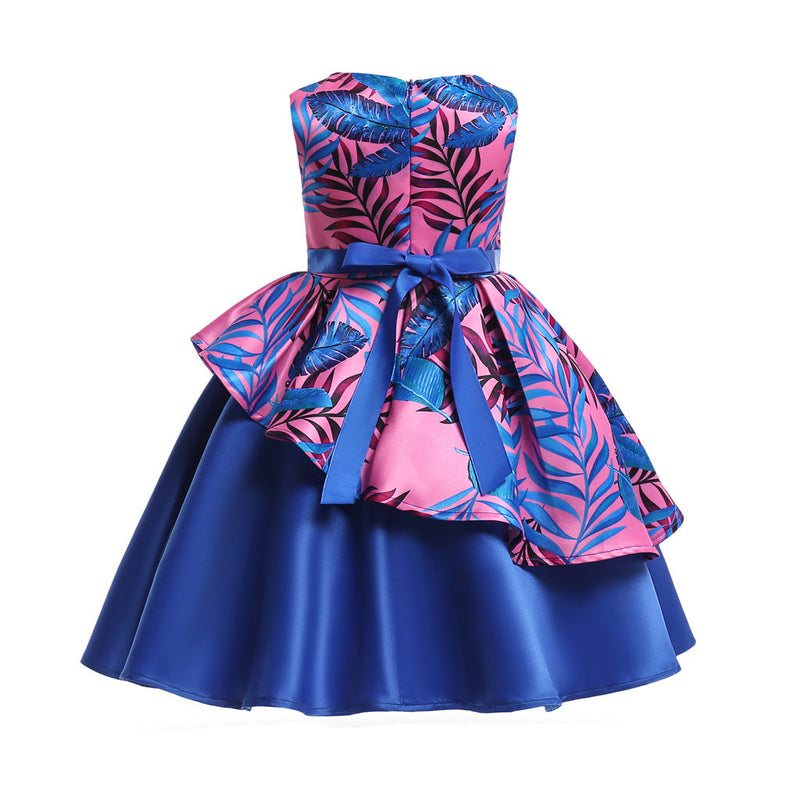 Baby Girl Floral Pattern Bow Tie Princess Tutu Dress Formal Dress