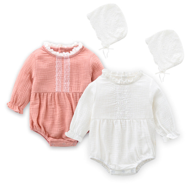 Baby Girl 1pcs Mesh Patchwork Design Solid Color Princess Style Onesies Bodysuit