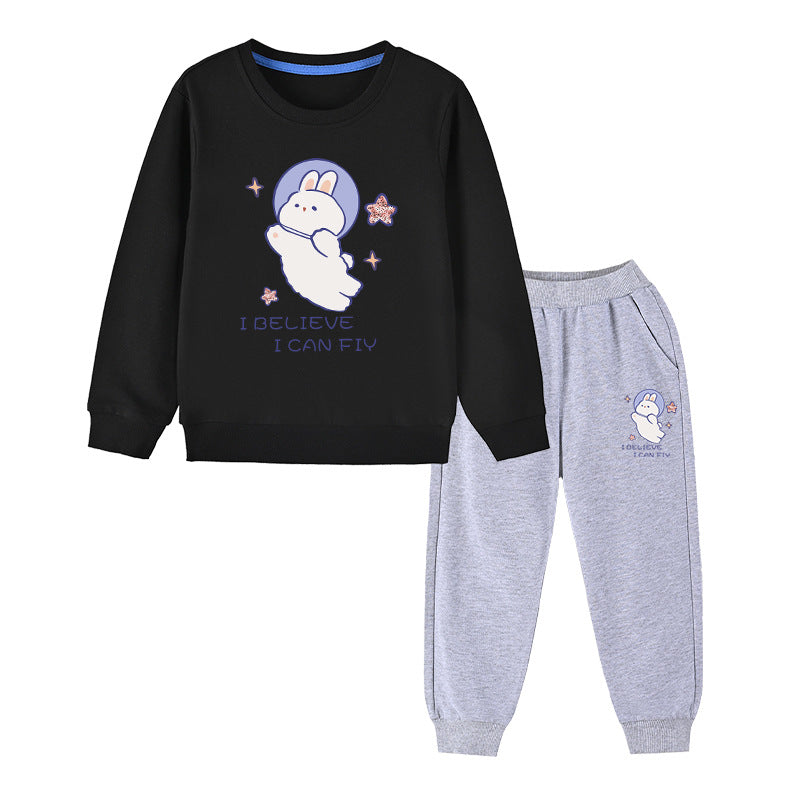 Baby Girl Cute Bunny Graphic Hoodie Combo Loose Trousers Soft Cotton Sets