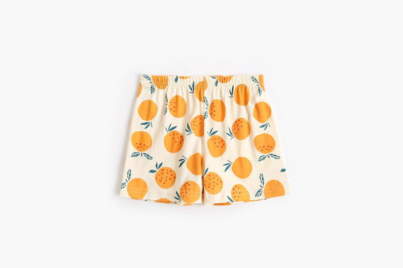 Baby Fruit Print Belt Design Short-Sleeved Top Combo Shorts Japan Style Sets Pajamas