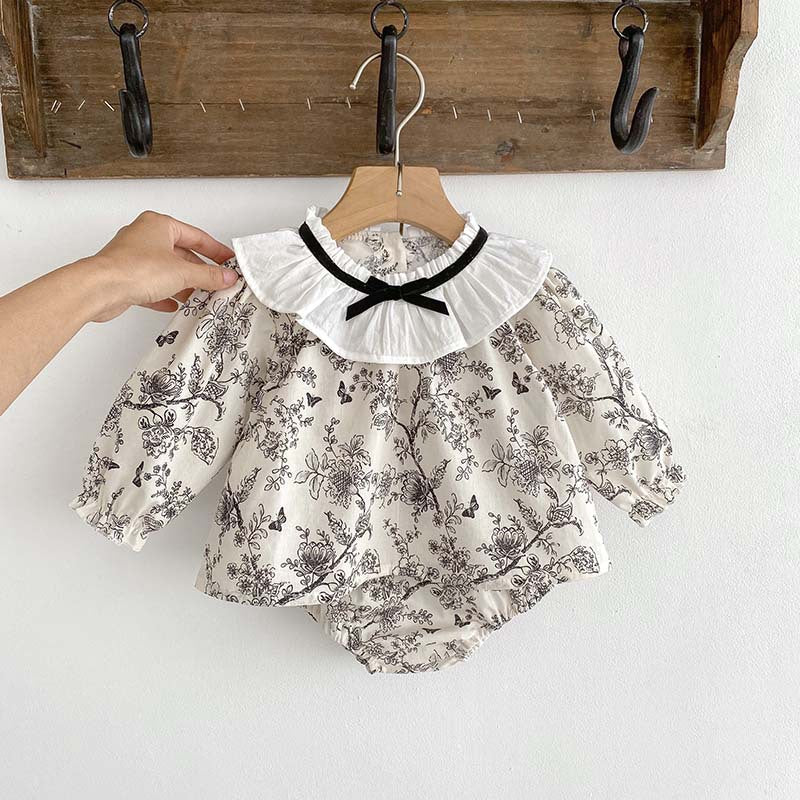 New Arrival For Spring: Floral Painting Pattern Top And Shorts Set