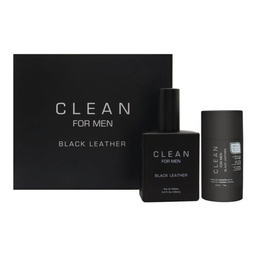 Clean Black Leather 2 Piece Gift Set