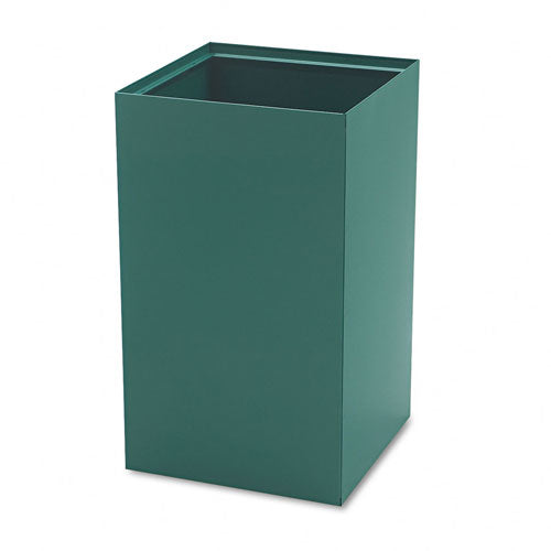 Public Recycling Container, Square, Steel, 25gal, Green