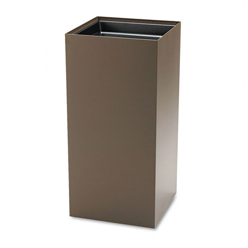 Public Recycling Container, Square, Steel, 31gal, Brown