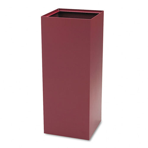 Public Recycling Container, Square, Steel, 37gal, Burgundy