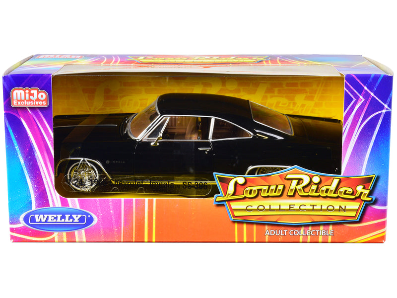 1965 Chevrolet Impala SS 396 Lowrider Black with Brown Interior Low Rider Collection 1/24 Diecast Model Car by Welly