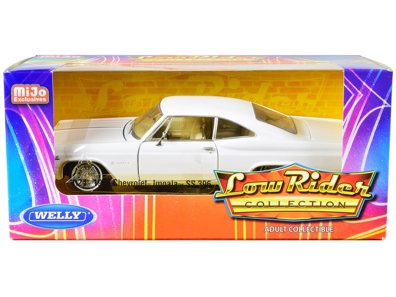 1965 Chevrolet Impala SS 396 Lowrider White Low Rider Collection 1/24 Diecast Model Car by Welly